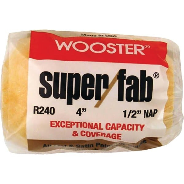 Wooster R240 4" Super/Fab 1/2" Nap Roller Cover, Package Of 12