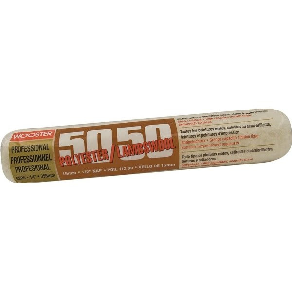 Wooster R295 14" 50/50 1/2" Nap Roller Cover, Package Of 6