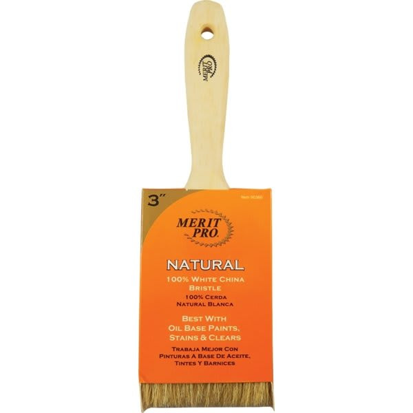 Merit Pro 00360 3" 100% White Bristle Beavertail Handle Brush, Package Of 6