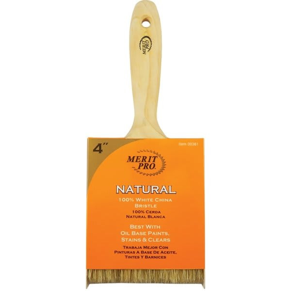 Merit Pro 00361 4" 100% White Bristle Beavertail Handle Brush