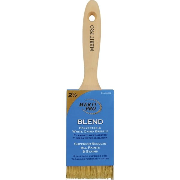 Merit Pro 2-1/2" White China Bristle Polyester Beavertail Brush, Package Of 12
