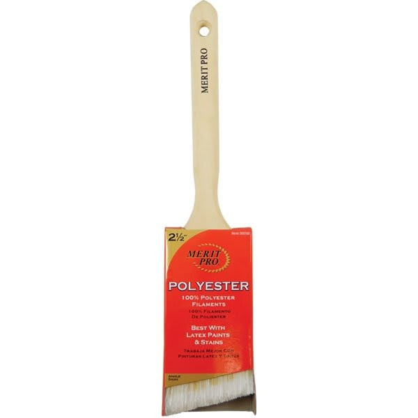Merit Pro 00050 2-1/2" 100% Polyester Angle Sash Brush, Package Of 12