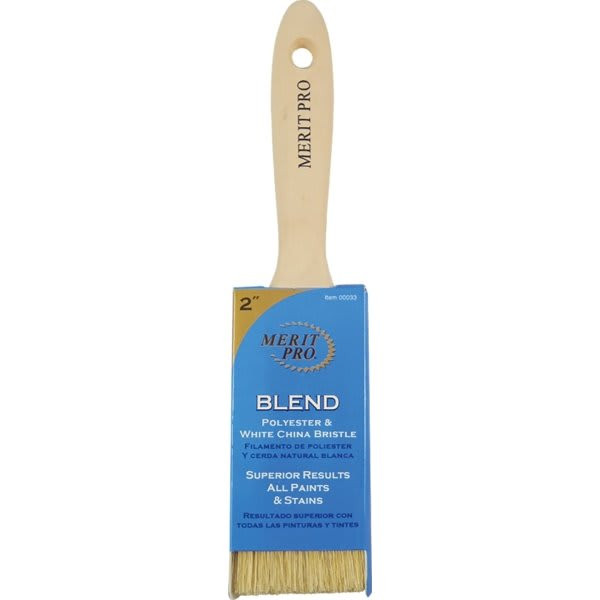 Merit Pro 00033 2" White China Bristle Polyester Beavertail Brush, Package Of 12