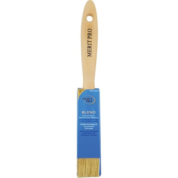 Merit Pro 00031 1" White China Bristle Polyester Beavertail Brush, Package Of 12