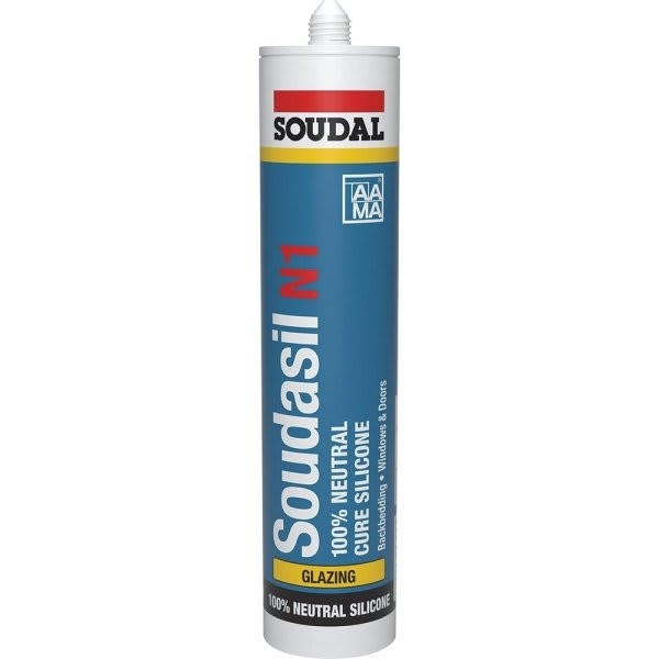 Soudal N1 Silicone Sealant Clear 10.1 Ounce Cartridge Pack Of 3
