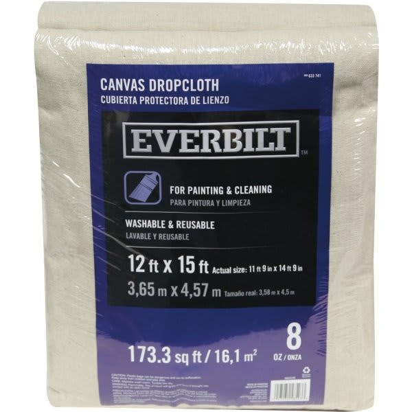 Everbilt 12 Ft. X 15 Ft. 8 Oz. Heavyweight Canvas Drop Cloth 246976