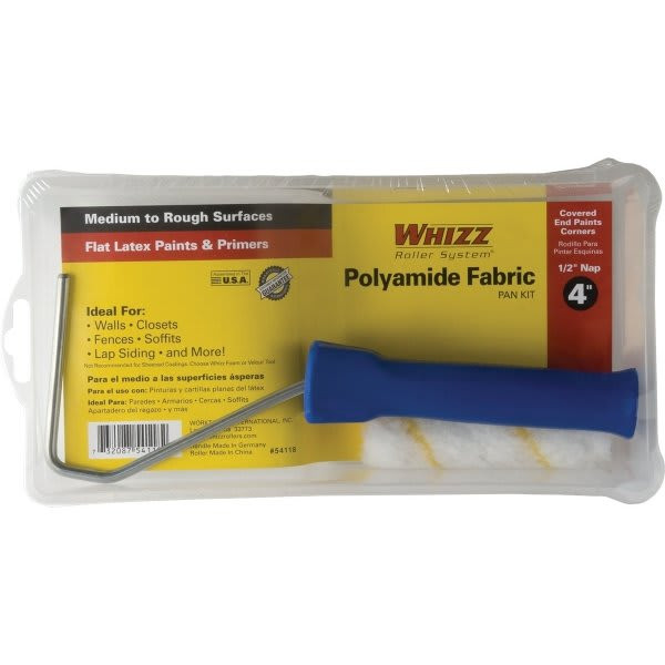 Whizz 54118 4" Premium Gold Stripe 1/2" Nap Roller Pan Set, Package Of 10