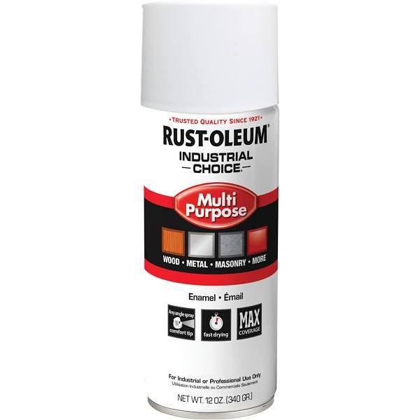 Rust-Oleum Industrial Choice Flat Spray Paint, 12 Oz., White