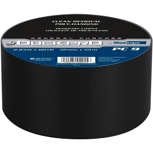 Duck Pro By Shurtape Contractor Grade, Colored Cloth Duct Tape Black