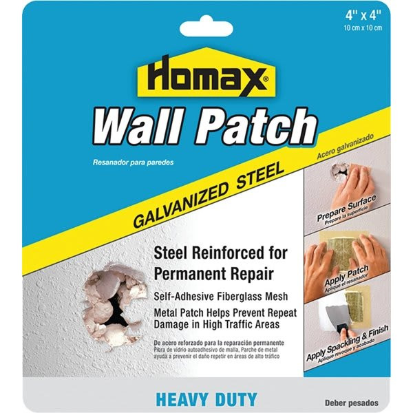 Homax 5504 4" X 4" Metal Wall Patch W/ Self Adhesive Mesh, Case Of 10