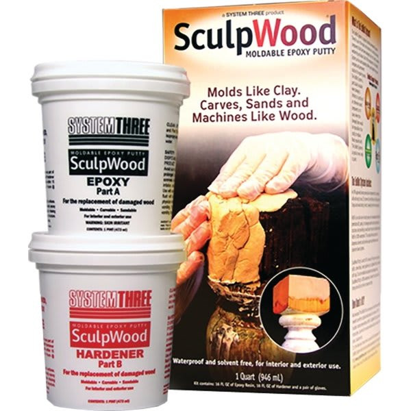 System Three Resins Sculpwood Putty 2 Part Epoxy 16 Oz Resin And 16 Oz Hardener