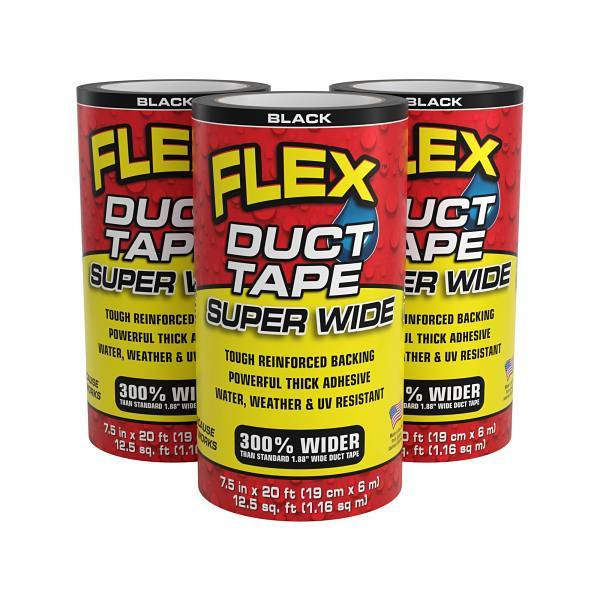 Flex Seal Duct Tape, Black, 7.5" X 20', Case Of 3