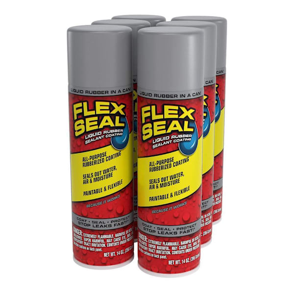 Flex Seal Liquid Rubber Sealant Spray Coating, Gray, 14 Oz. Aerosol, Case Of 6