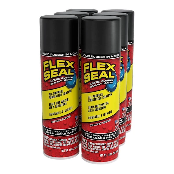 Flex Seal Liquid Rubber Sealant Spray Coating, Black, 14 Oz. Aerosol, Case Of 6