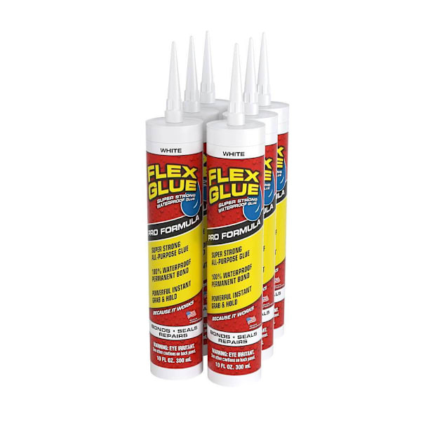 Flex Seal Pro-Formula Rubberized Waterproof Adhesive, White, 10 Oz., Case Of 6