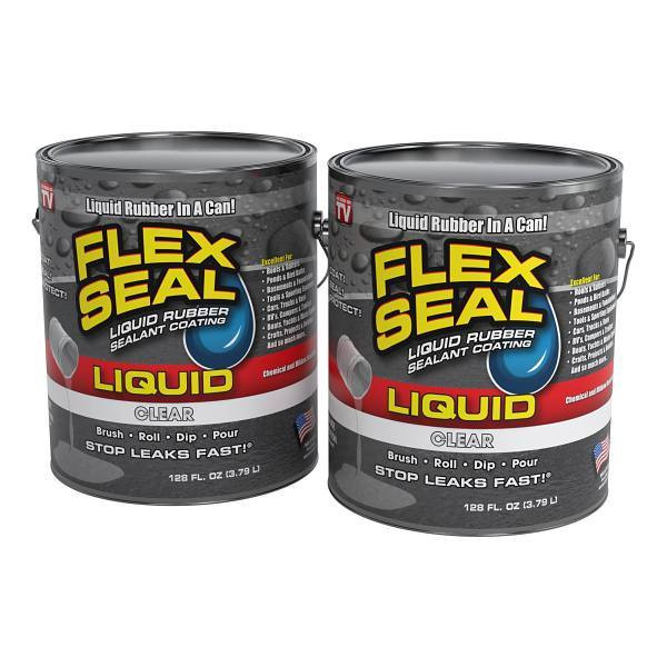 Flex Seal Liquid Rubber Sealant Coating, Satin Clear, 1 Gallon, Case Of 2