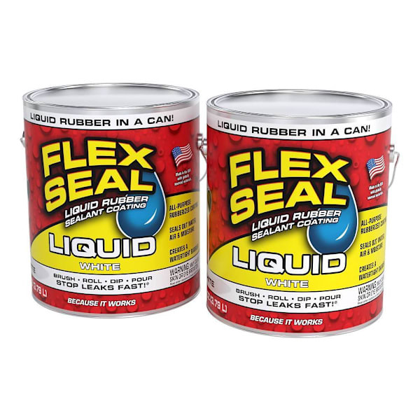 Flex Seal Liquid Rubber Sealant Coating, Satin White, 1 Gallon, Case Of 2