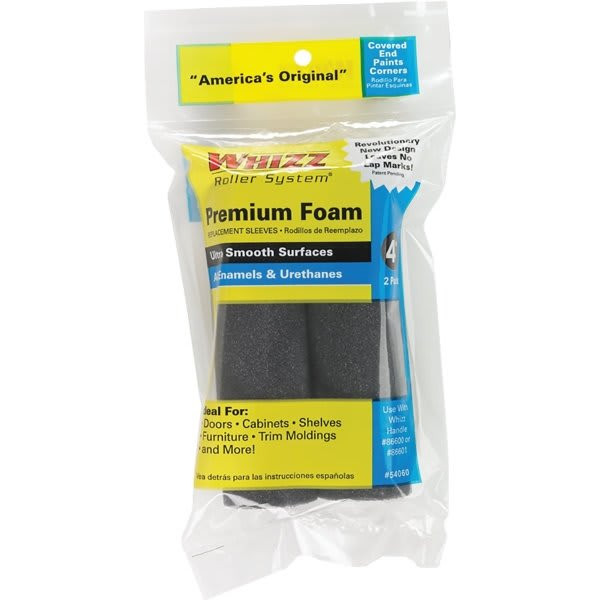 Whizz 54060 4" Black Concave Foam Mini Roller, Package Of 20