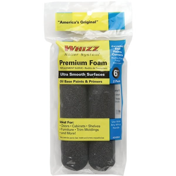 Whizz 54064 6" Black Concave Foam Mini Roller, Package Of 20