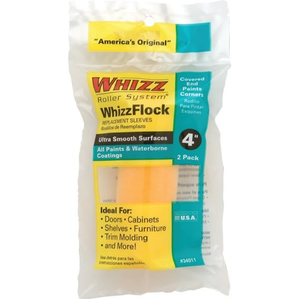 Whizz 34011 4" Orange Flock Mini Roller, Package Of 10