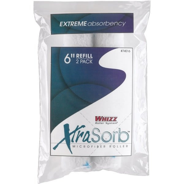 Whizz 6" Xtrasorb Microfiber Blue Stripe Mini Roller, 3/8" Nap, Package Of 2