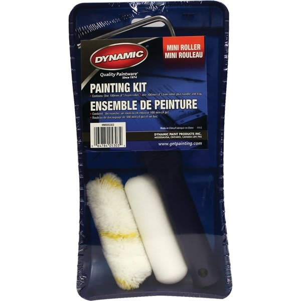 Dynamic Hm005303 100mm 4" Mini Foam And Trim Roller Kit, Package Of 4