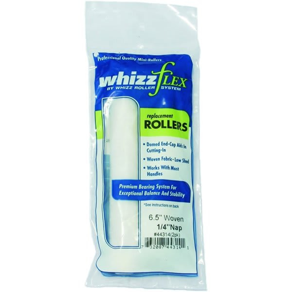 Whizz 44314 6-1/2" White Whizzflex Woven 1/4" Nap Mini Roller, Package Of 20