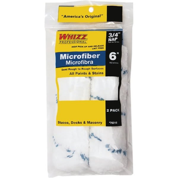 Whizz 6" Xtrasorb Microfiber Blue Stripe Mini Roller, 3/4" Nap, Package Of 20