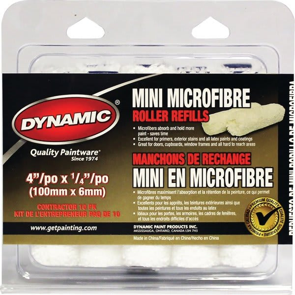 Dynamic Hm005705 100mm X 6mm 4" X 1/4" Mini Micro Fiber Refill, Package Of 10