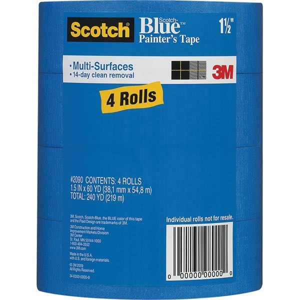 3m Scotch-Blue 1.5 In. X 60 Yd. Multi-Surface Painters Tape (4-Case)