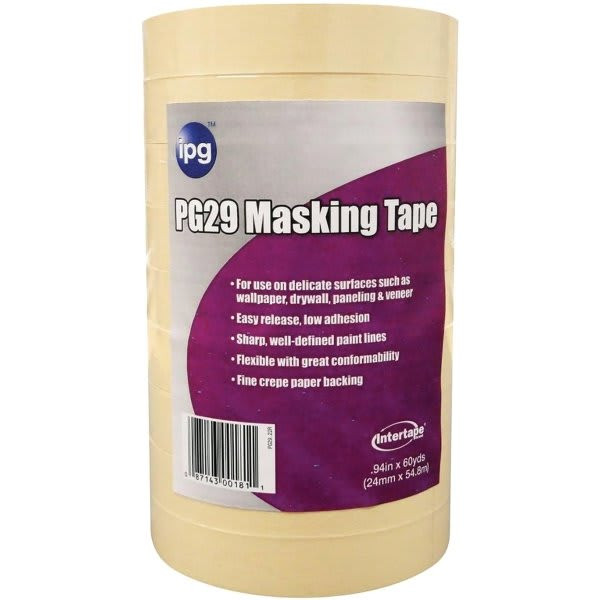 Intertape Polymer Group Pg29 1" X 60yd Premium Grade Low Tack Masking Tape Bulk, Case Of 36