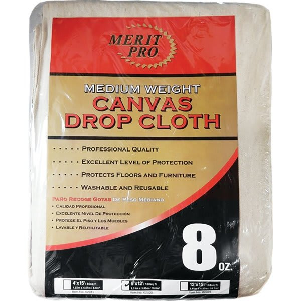Merit Pro 02025 12' X 15' 8 Oz. Medium Weight Canvas Drop Cloth