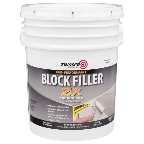 Zinsser 5 Gal Block Filler 2x High Build Concrete Primer Flat White 1pk