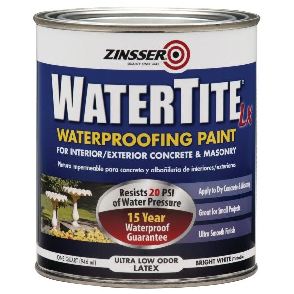 Zinsser 1 Qt Watertite Lx Mold-Proof Waterproofing Paint Matte Bright White 6pk