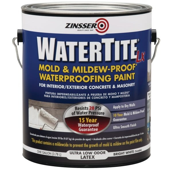 Zinsser 1 Gal Watertite Lx Mold-Proof Waterproofing Paint Matte Bright White 2pk