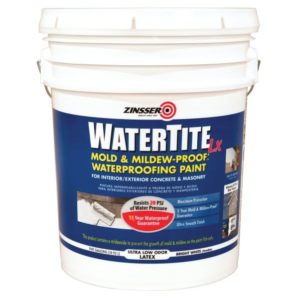 Zinsser 5 Gal Watertite Lx Mold-Proof Waterproofing Paint Matte Bright White 1pk