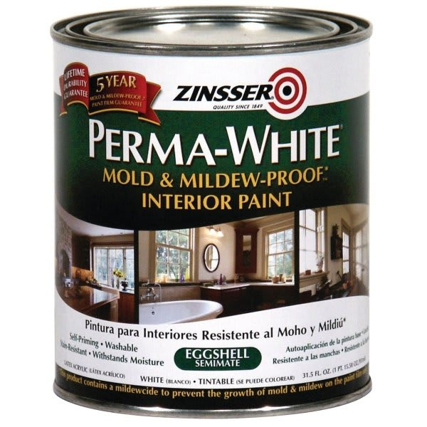 Zinsser 1 Qt Perma-White Mold & Mildew-Proof Interior Paint Eggshell White (6-Pack)