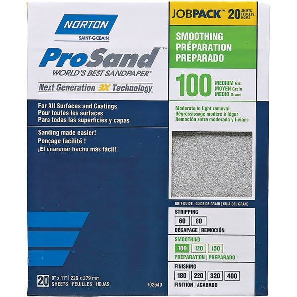Norton 68173 9" X 11" 100 Prosand Sheet, Package Of 20