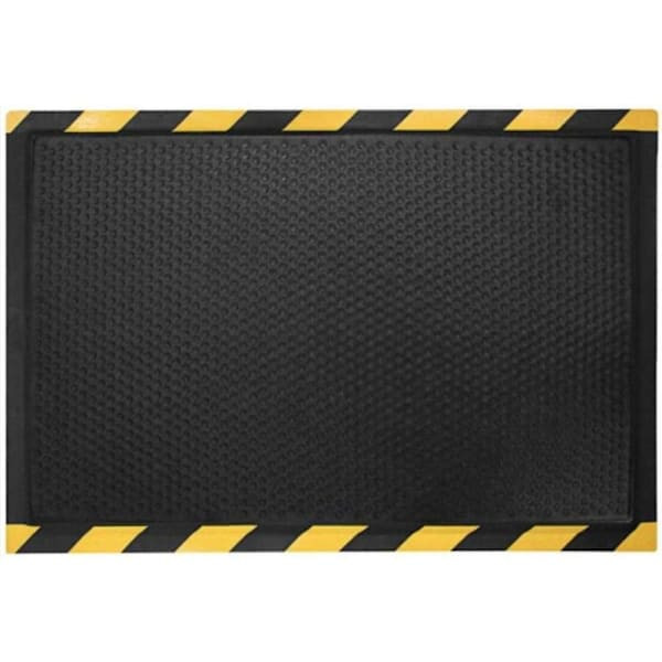 M+a Matting Duracomfort Grip Surface Mat Black With Striped Border 3'X5' 476235000