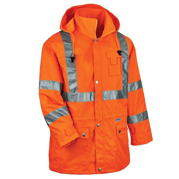 Ergodyne 8365 5xl Orange Class 3 Hi-Vis Rain Jacket 24319