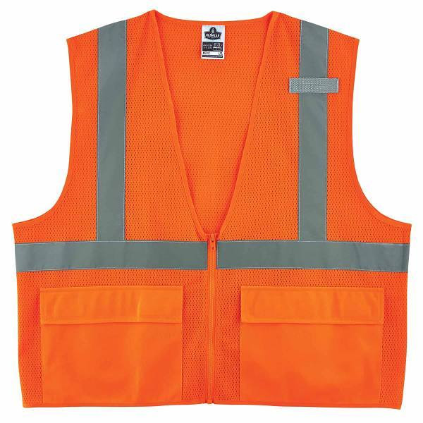Ergodyne 8220z S/M Orange Class 2 Standard Mesh Vest - Zipper 21113