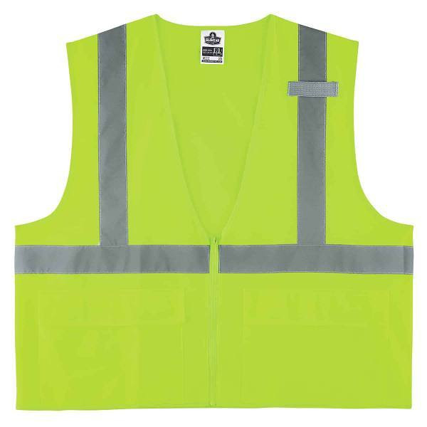 Ergodyne 8225z 2xl/3xl Lime Class 2 Standard Solid Vest - Zipper 21167