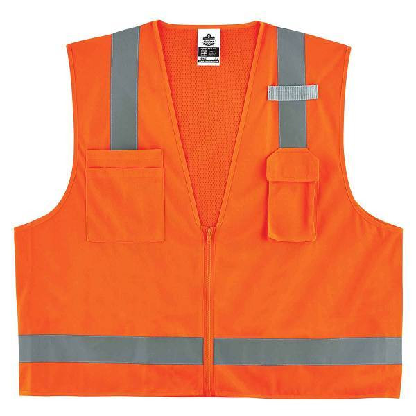 Ergodyne 8249z S/M Orange Class 2 Economy Surveyors Vest - Zipper 24013