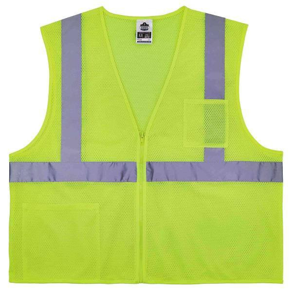 Ergodyne 8256z 4xl/5xl Lime Class 2 Self-Extinguishing Vest - Zipper 21579