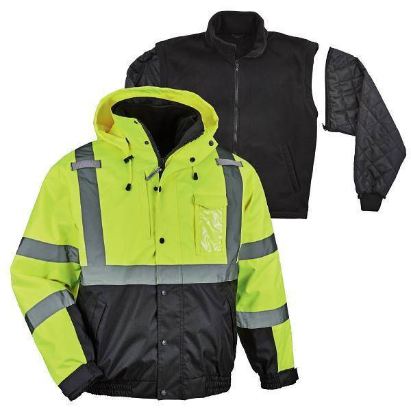 Ergodyne 8381 M Lime 4-In-1 Hi-Vis Winter Bomber Jacket 25593