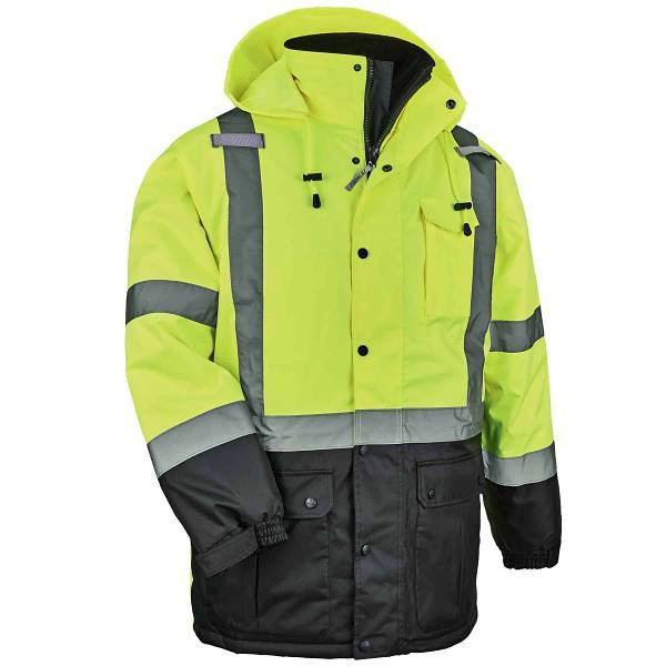 Ergodyne 8384 L Lime Hi-Vis Winter Jacket Quilted Parka 25564