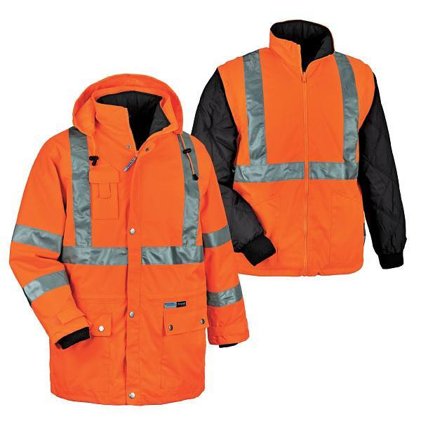 Ergodyne 8385 S Orange 4-In-1 Hi-Vis Winter Jacket Parka 24372