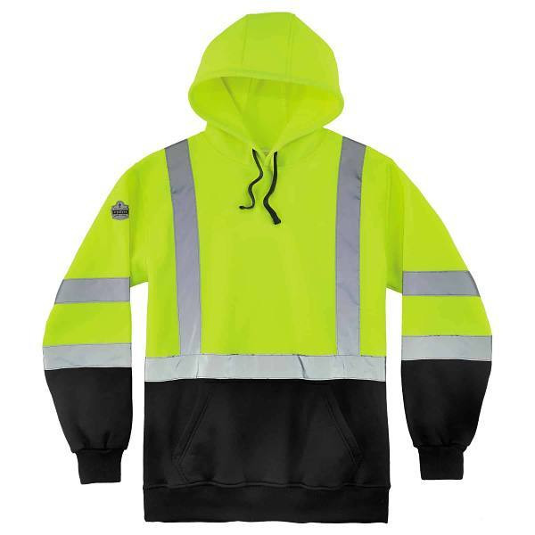 Ergodyne 8373 5xl Lime Class 3 Hooded Sweatshirt Black Bottom 21889
