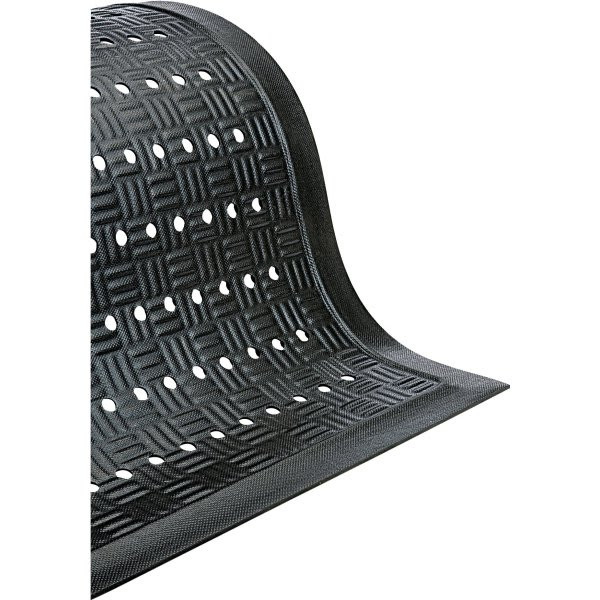 M+a Matting Cushion Station Floor Mat, Slip Resistant Rubber, 7/16 Thick, 4' X 12', Black