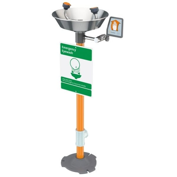 Guardian Equipment Pedestal Mounted Eye Wash With 11-1/2 Stainless Steel Bowl